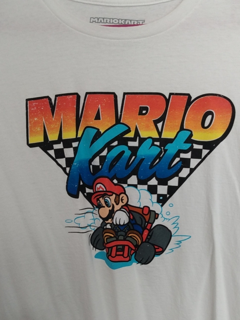 Mario Kart Graphic Tee - White Short Sleeve- Unisex XL- Crew Neck